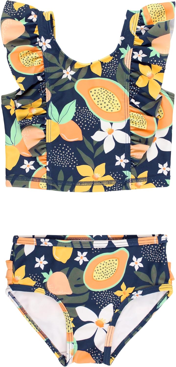 RuffleButts Baby/Toddler Girls Cropped 2-Piece Sleeveless Tankini Swimsuits with...