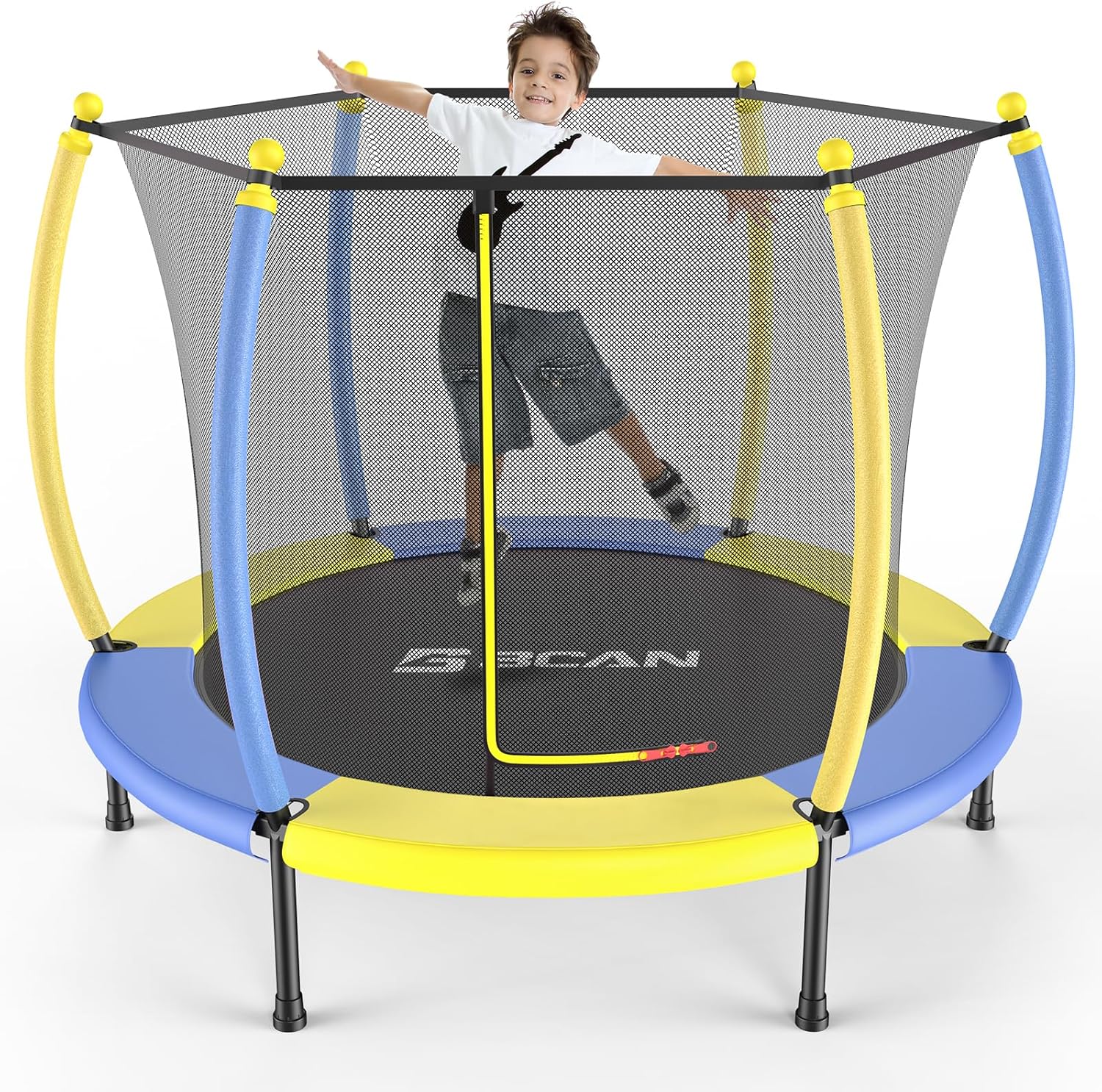 BCAN 60''/55" Mini Trampoline for Ages 1 to 8 Kid, 5FT Toddler Trampoline - Indo...