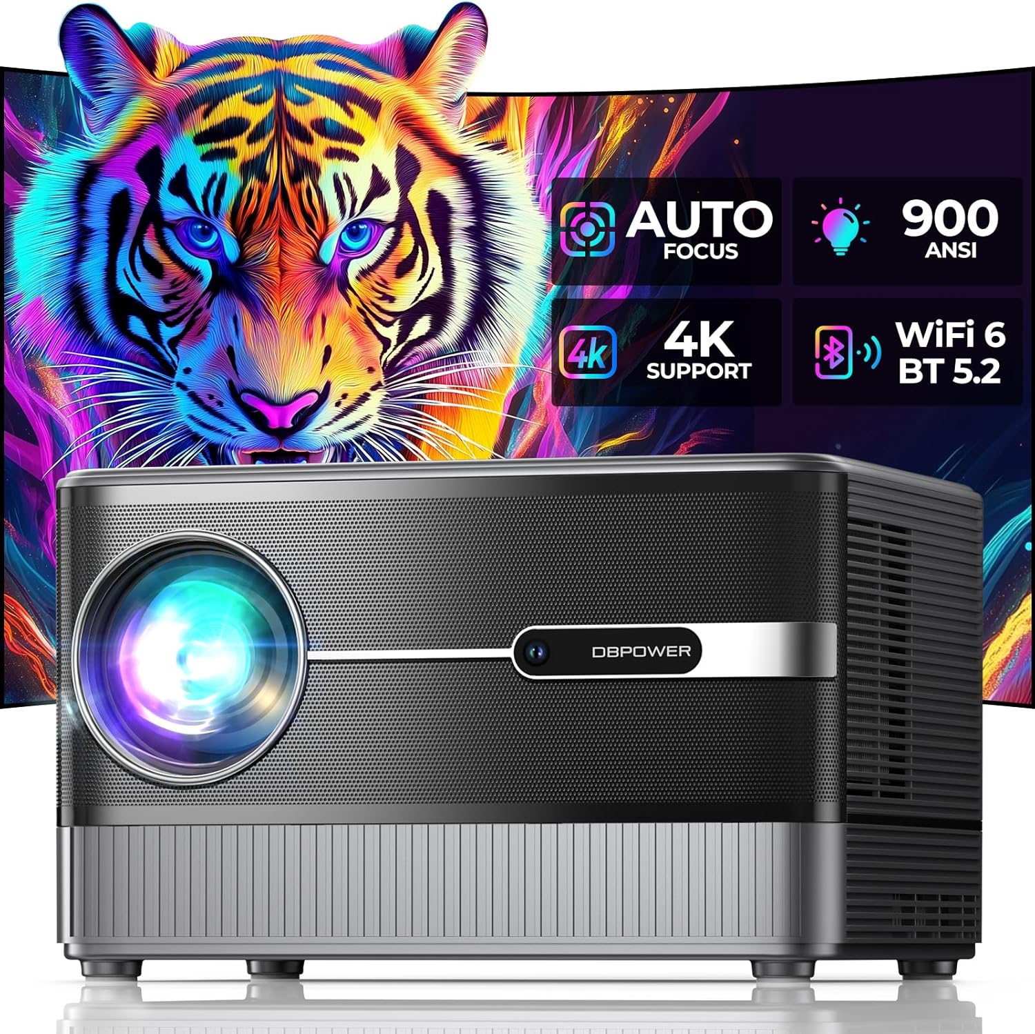 [Auto Focus/5" LCD] Outdoor Projector 4K with WiFi...