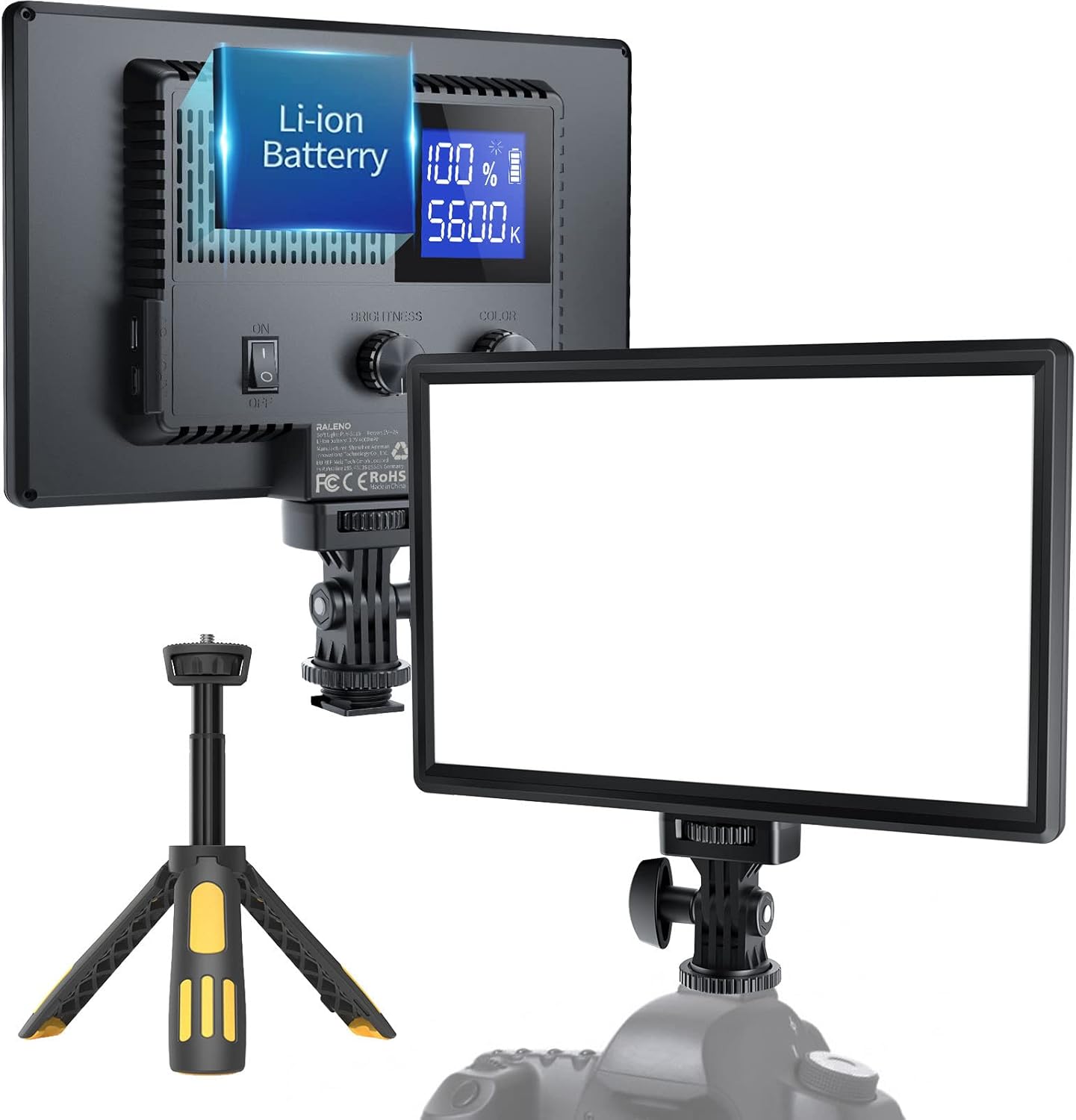 RALENO LED Video Light, Camera Light for Pictures Video Recording with 4000mAh B...
