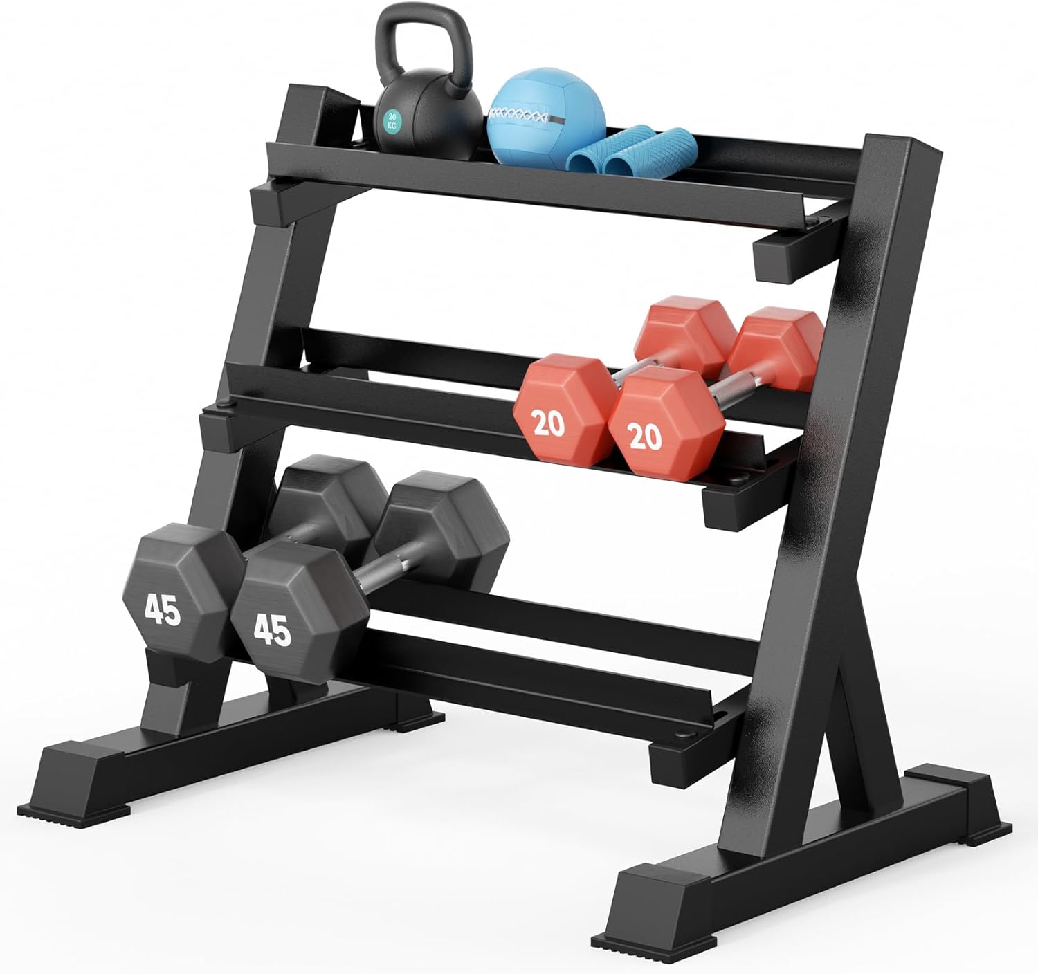 YOLEO 1100LBS Dumbbell Rack- Adjustable 3 Tier Weight Rack for Home Gym, Heavy D...