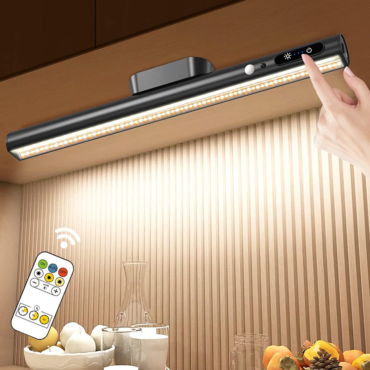 Hapfish Battery Powered Motion Sensor Lights, Rechargeable Led Strip Light Bar B...