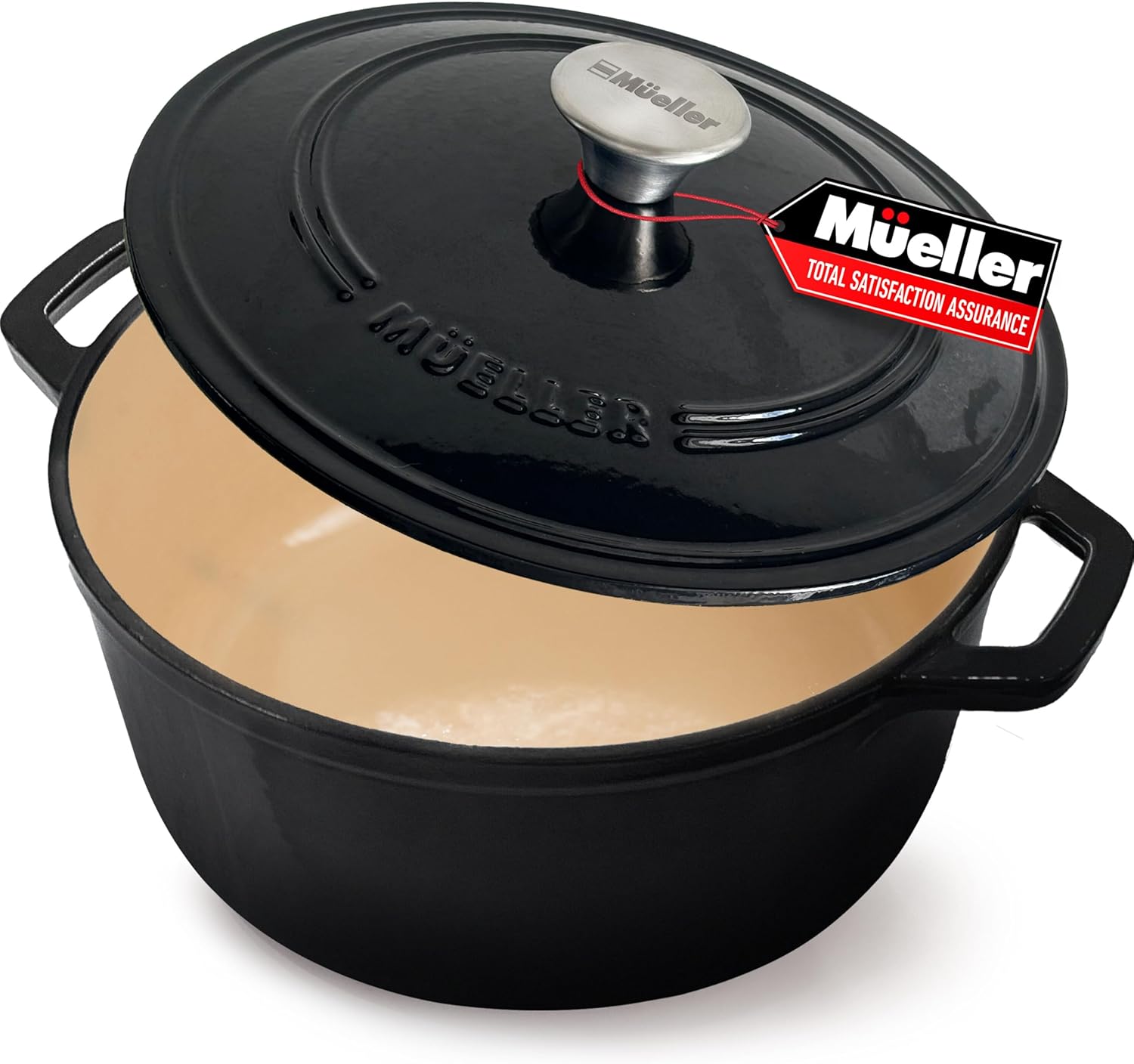 MÜELLERHOME 6 Quart Enameled Cast Iron Pot Dutch Oven, Heavy-Duty Oven-Safe up t...