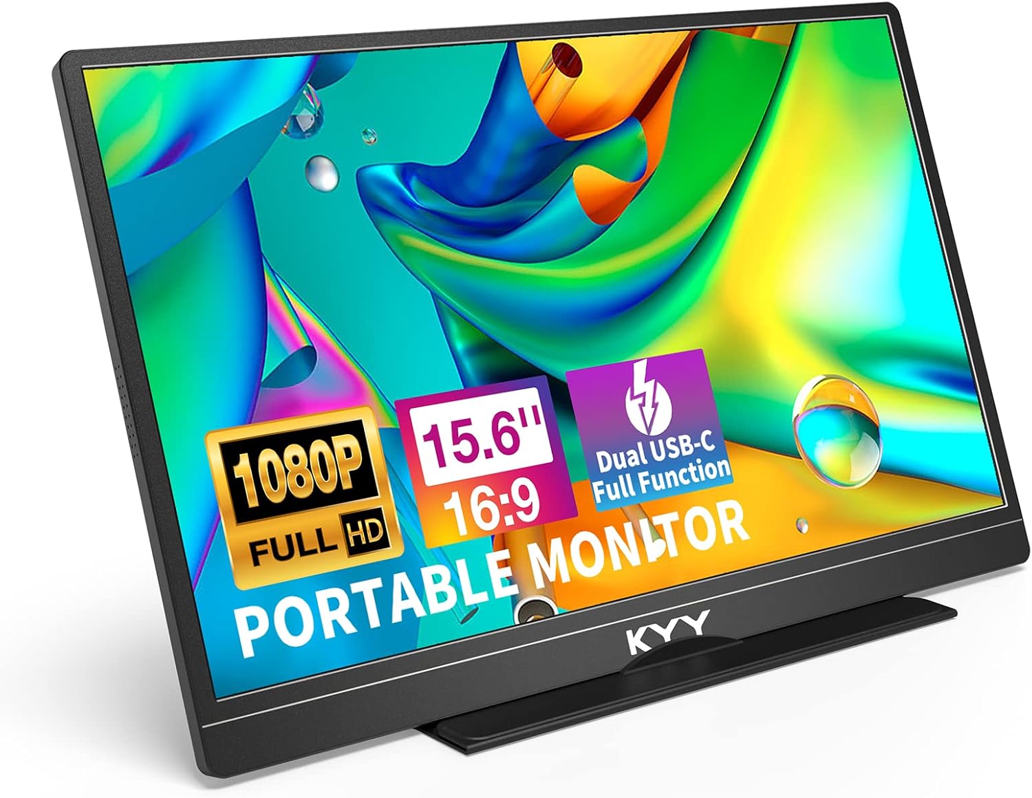 KYY Portable Monitor Latest 15.6'' FHD 1080P USB-C HDMI Laptop Monitor w/Smart C...