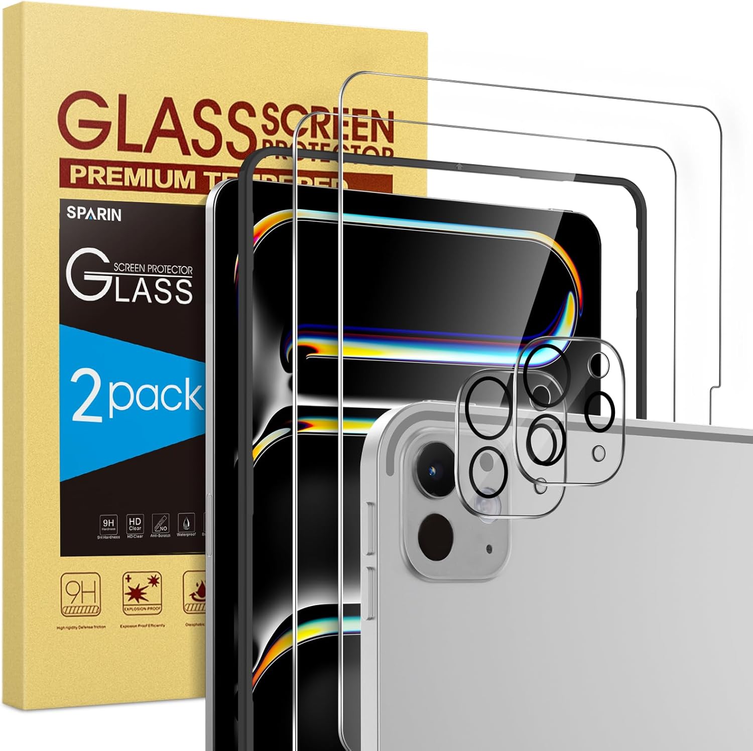 SPARIN 2+2 Pack Screen Protector for iPad Pro 13 inch 2024 (7th generation-M4) w...