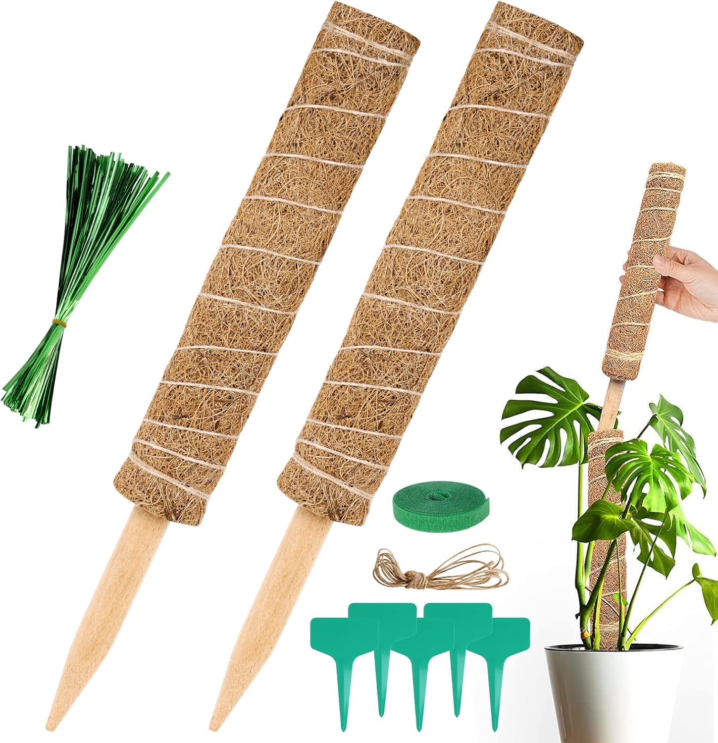 Vicloon Moss Pole, 2pcs Coir Totem Pole, Coir Moss Stick Plant Totem Moss Sticks...