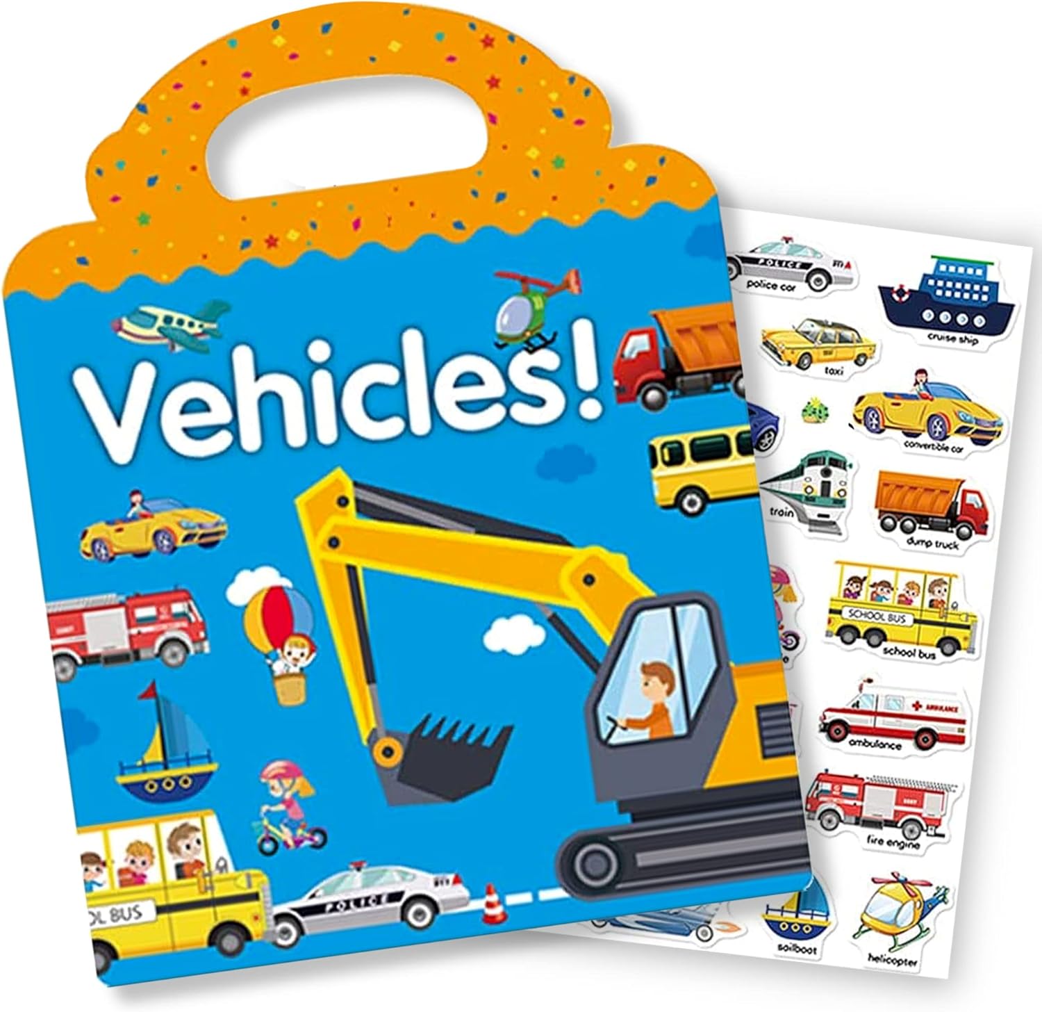 Reusable Sticker Book for Kids, Vehicles Truck Stickers Educational Learning Toy...