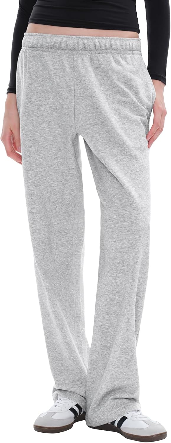 PUMIEY Women's Wide Leg Sweatpants Straight Baggy Sweat Pants High Waisted Loung...