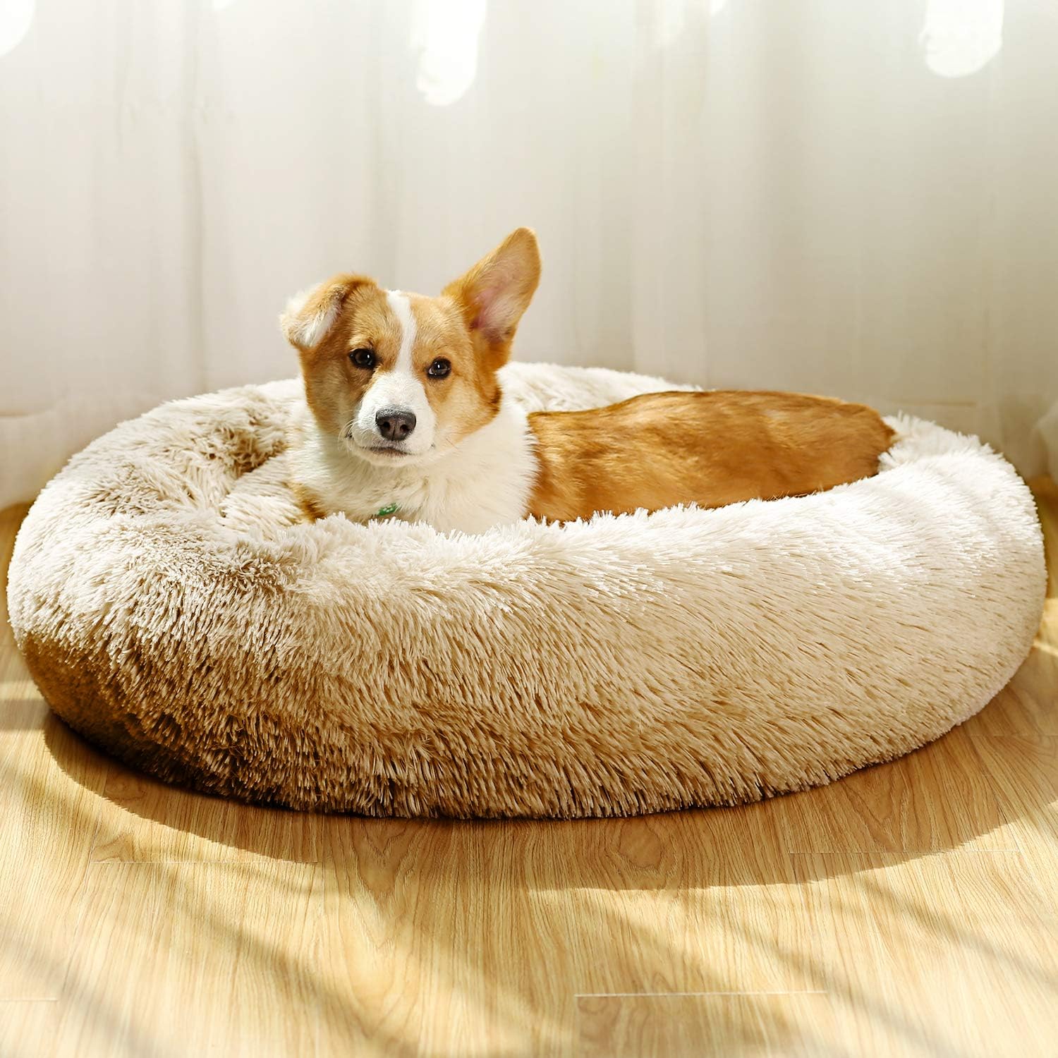 JEMA Calming Dog Beds for Medium Large Dogs,Washable Donut Cuddler Pet Bed Cushi...