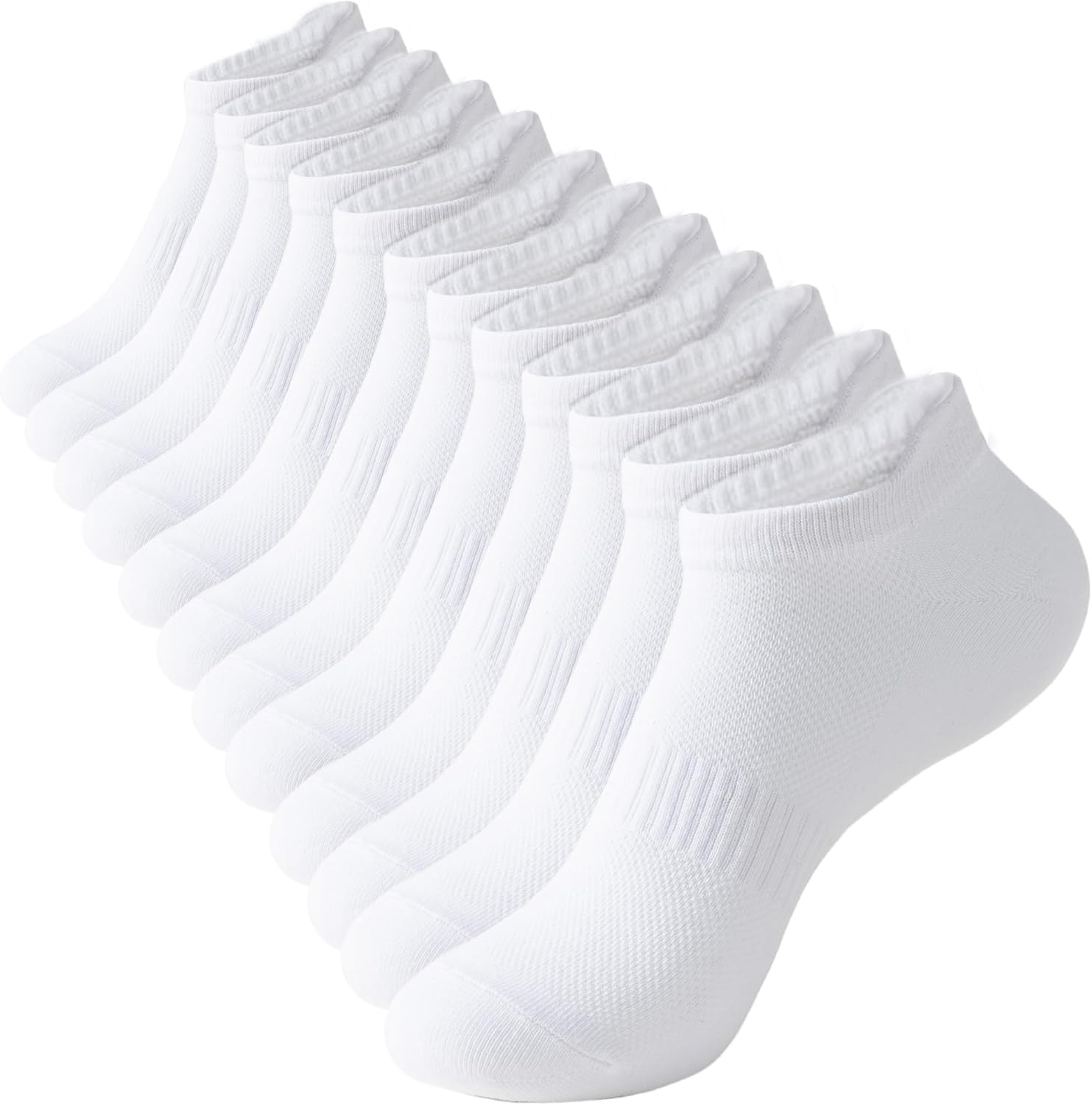 ACCFOD Womens Ankle Socks Athletic Running Low Cut Socks With Tab 6 Pairs 6-9 Wh...