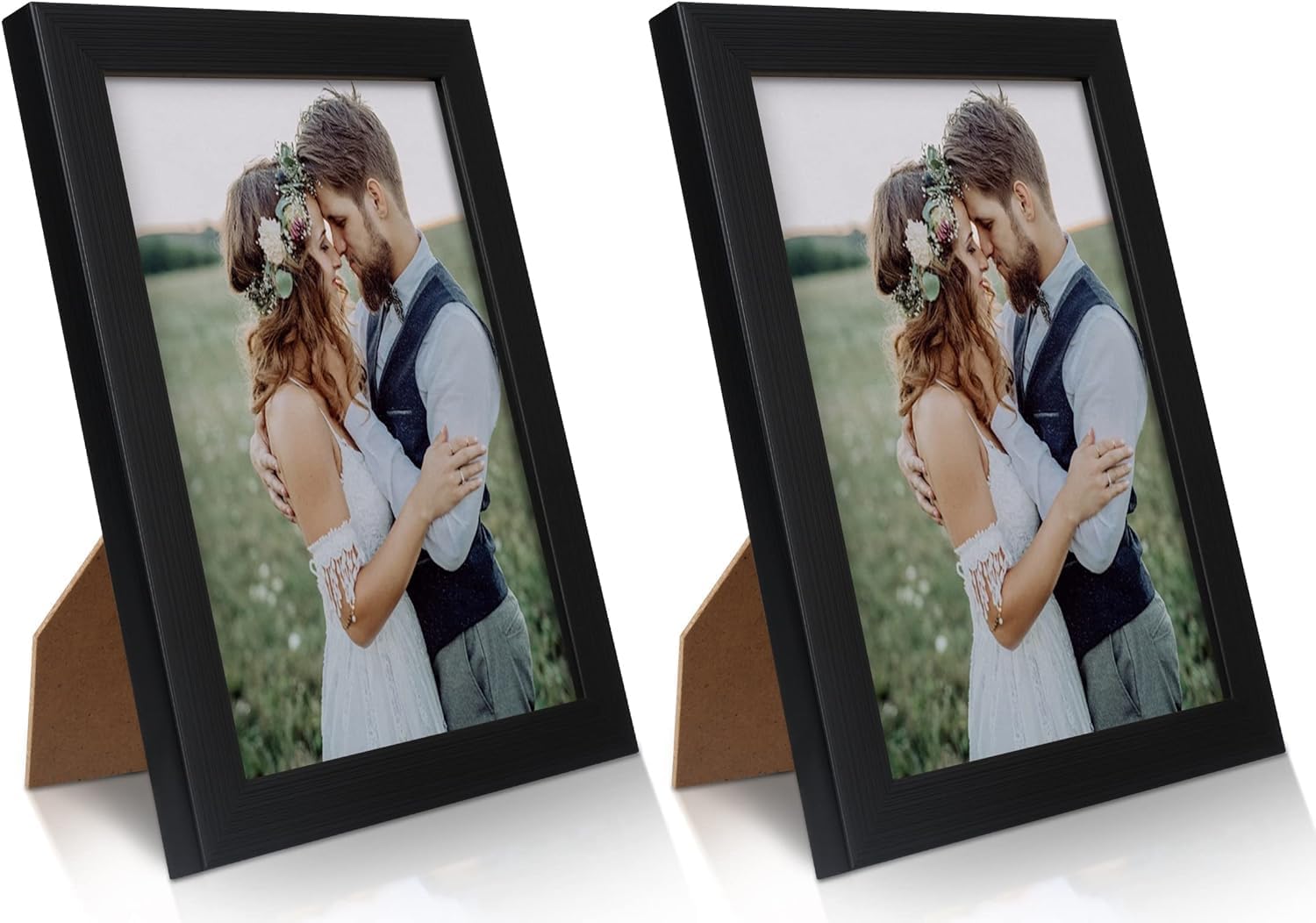 PECULA 2 Pack 5x7 Picture Frame, Black Picture Frame for Wall and Tabletop Displ...