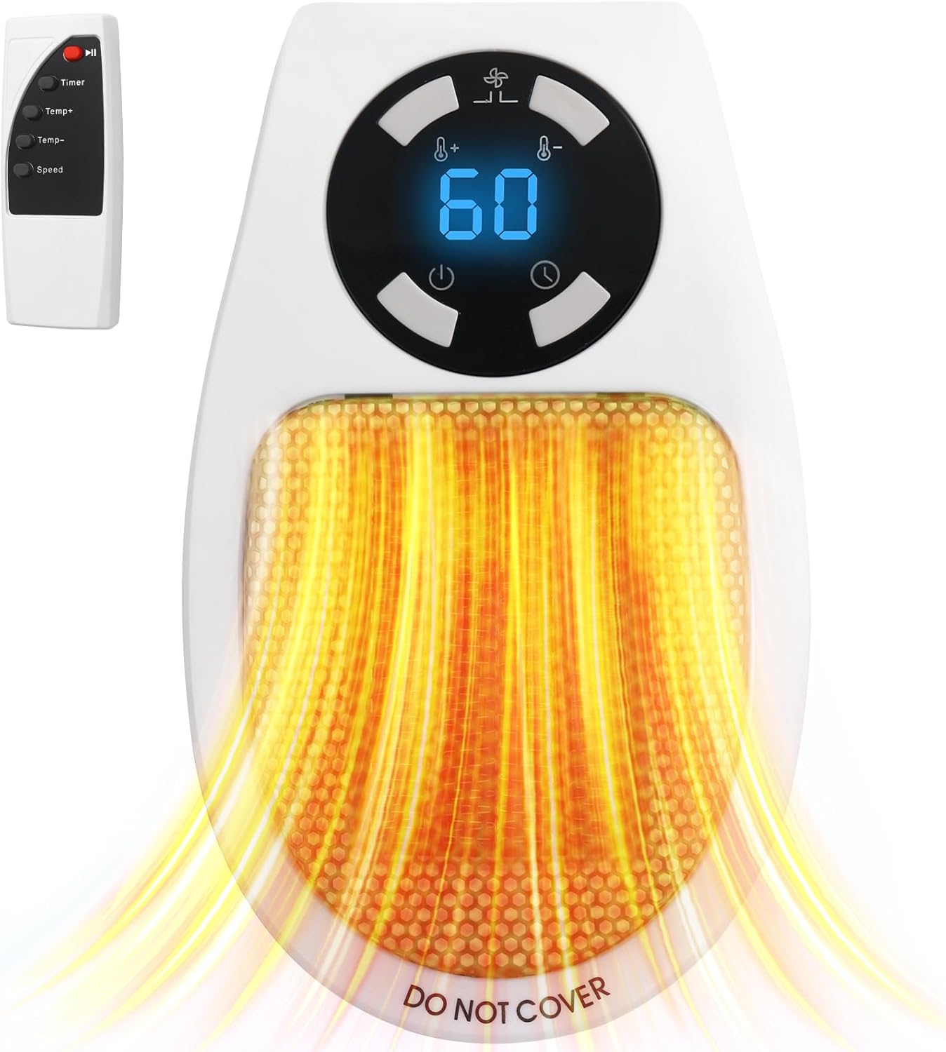 Rainberg 400W Ceramic Plug Heater, Remote Wall Outlet Space Heater, Adjustable t...