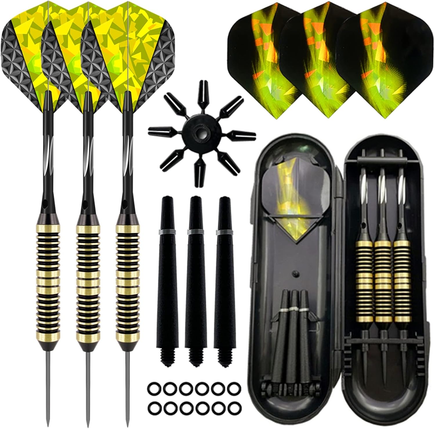 Steel Tip Darts Set,3 Pack Professional Dart with Aluminum Shafts and Darts Case