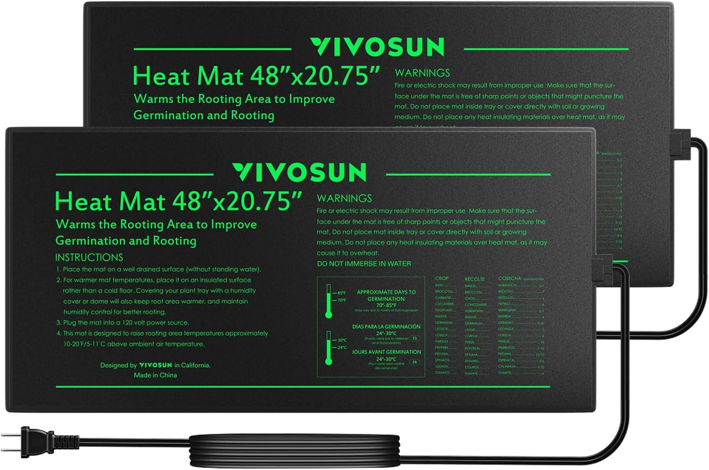 VIVOSUN 2-Pack 48" x 20.75" Durable Waterproof Seedling Heat Mat, UL & MET-Certi...
