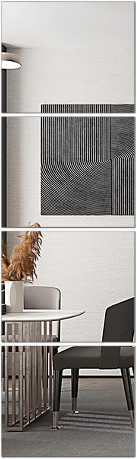 Glass Full Length Wall Mirror Tiles, 14'' x 12'' x 4PCS, Full Body Mirror for Be...