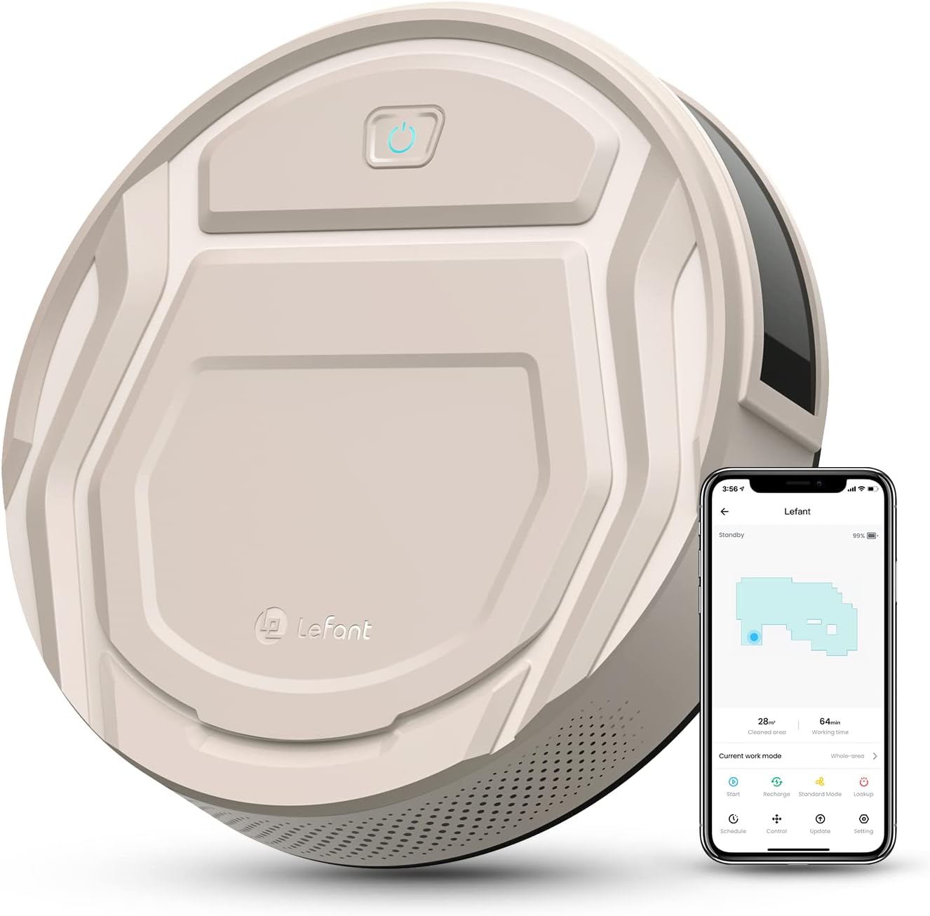 Lefant M210P Champagne Robot Vacuum Cleaner, 2200Pa Featured Carpet Cleaner Smal...