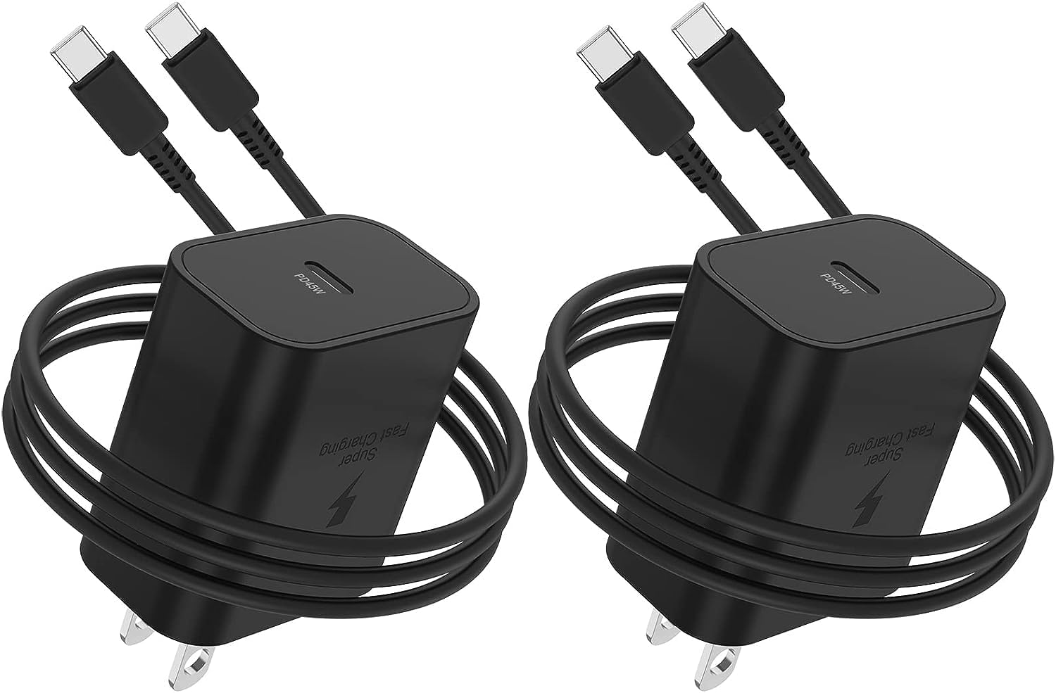2Pack 45W Super Fast Charger Type C, USB C Wall Charging Block Plug and 6ft Andr...