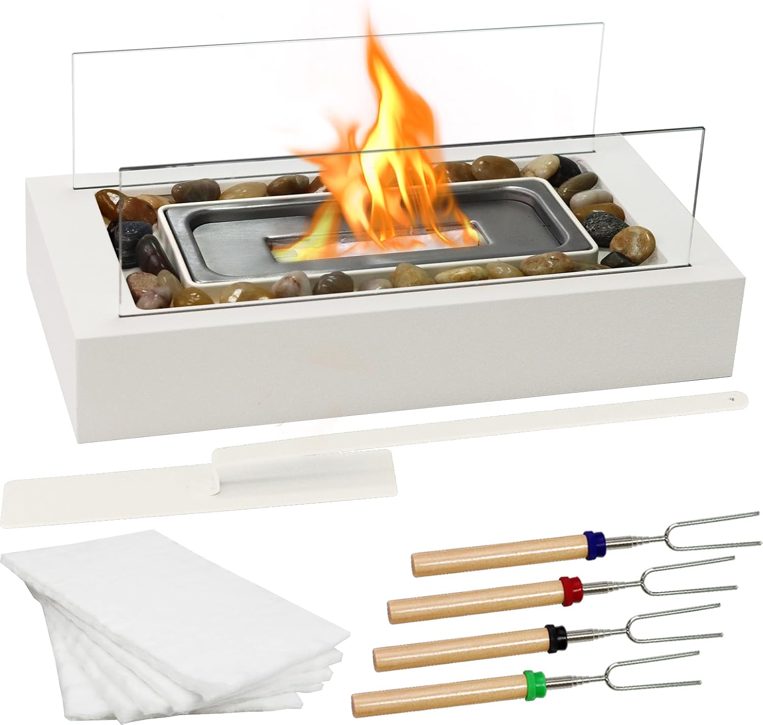 Table Top Firepit for Indoor & Outdoor, Tabletop Fire Pit with Smores Maker Kit,...