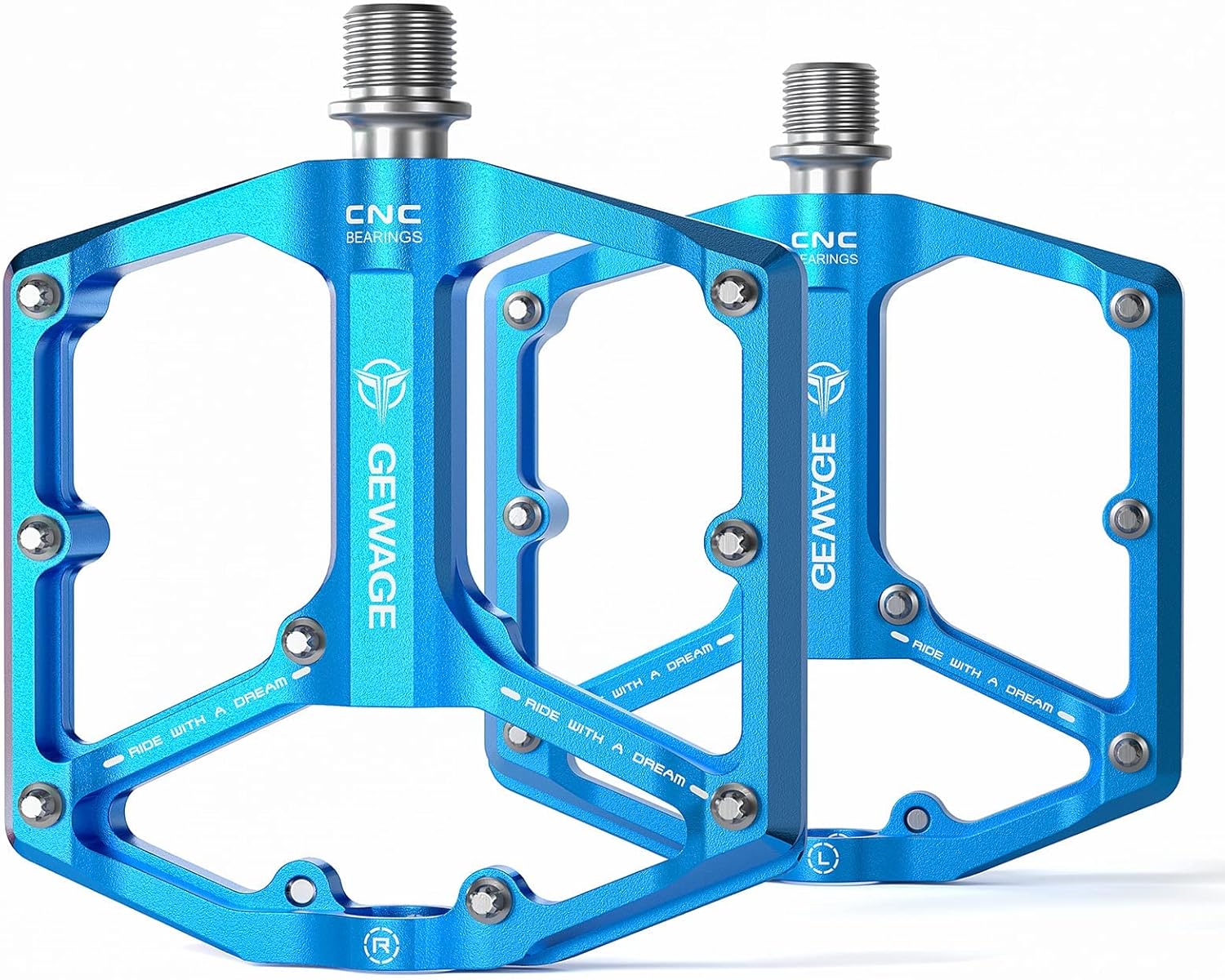 GEWAGE Road/Mountain Bike Pedals - 3 Bearings Bicycle Pedals - 9/16” CNC Machine...