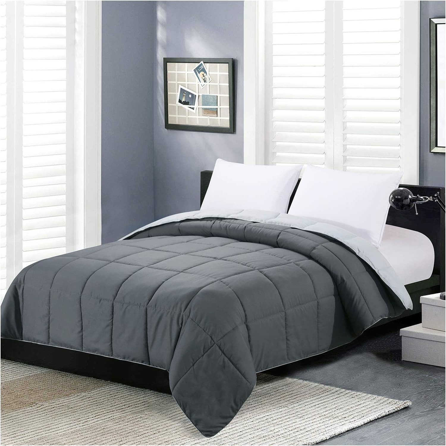 Homelike Moment Comforters Queen Size - Grey Duvet Insert Down Alternative Bed Q...