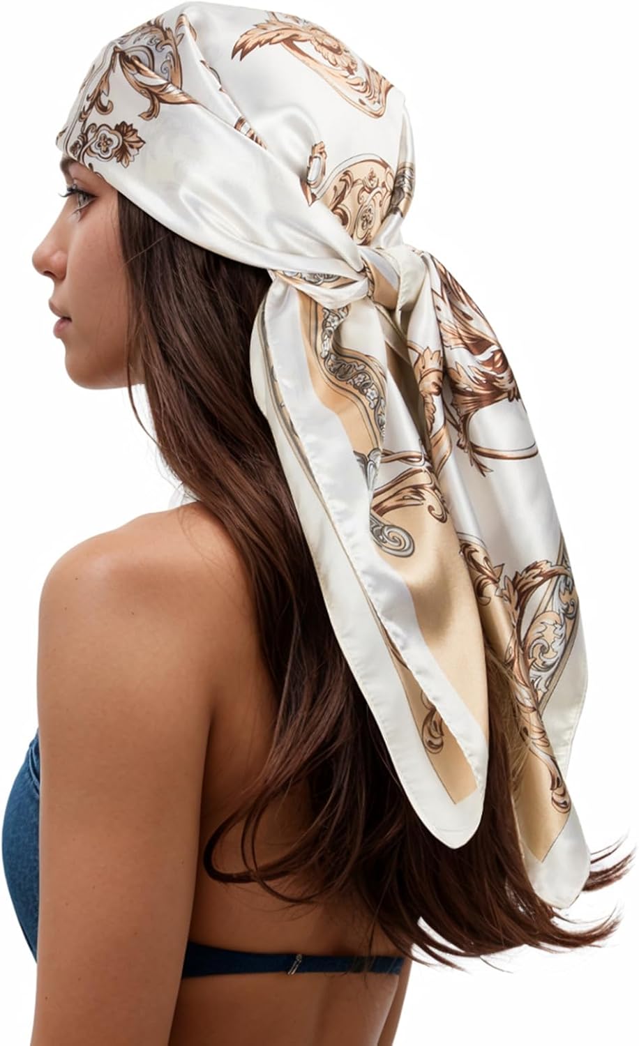 RIIQIICHY Head Scarf for Women Like Silk Scarf Hair Scarf Printed Square Scarf B...