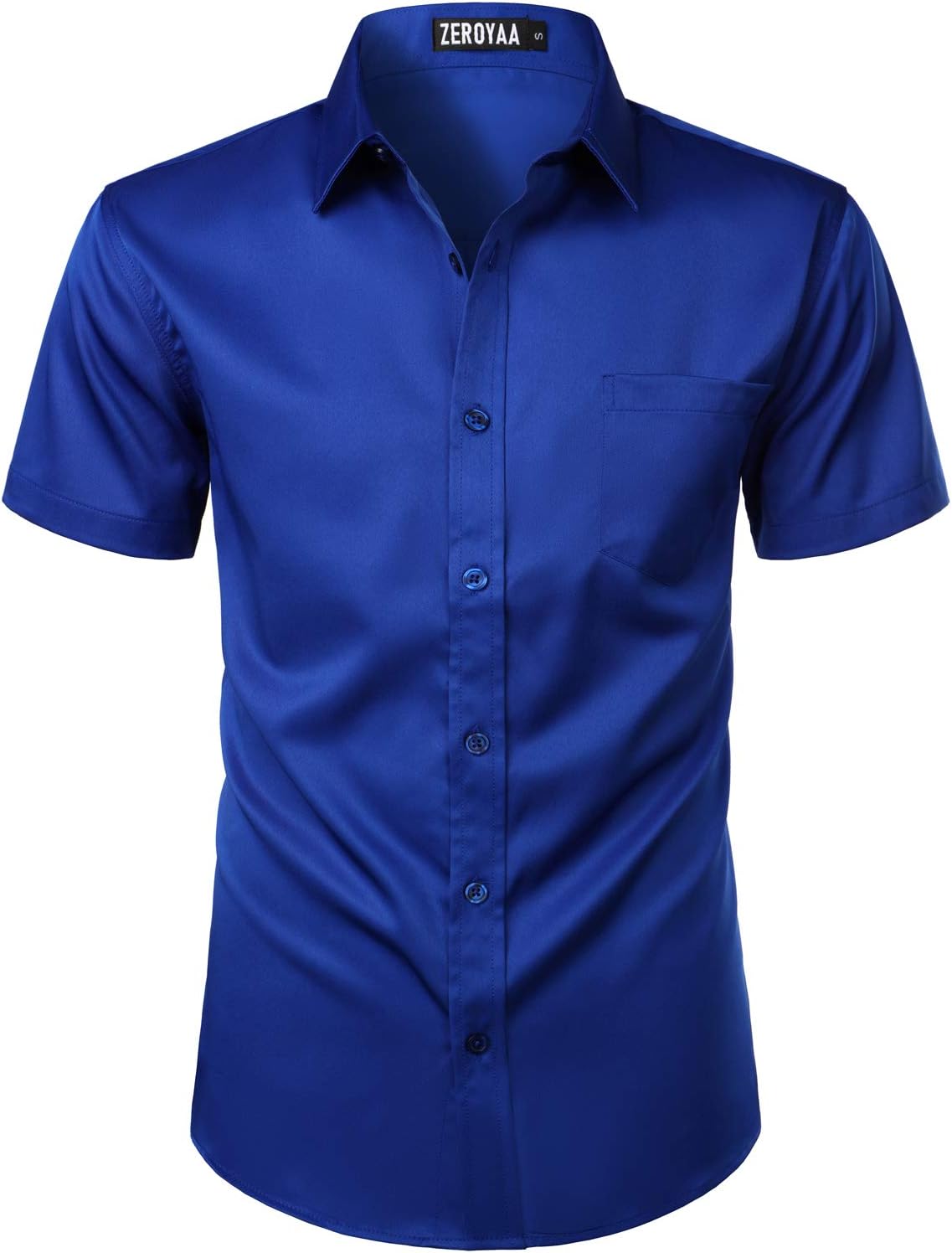 ZEROYAA Men's Casual Urban Stylish Slim Fit Short Sleeve Button Up Dress Shirt w...