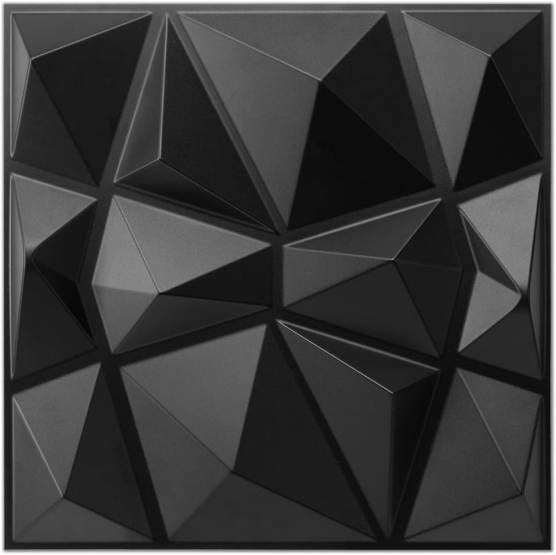 Art3d Decorative 3D Wall Panels in Diamond Design, 12"x12" Matt Black for Home a...