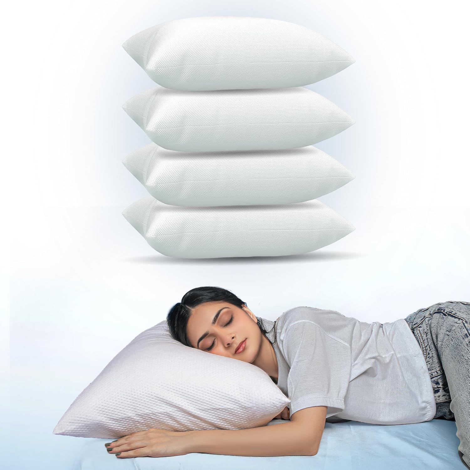 Adam Home Breathable Pillows 4 Pack Hotel Quality | Bouncy Support Side Sleeper...
