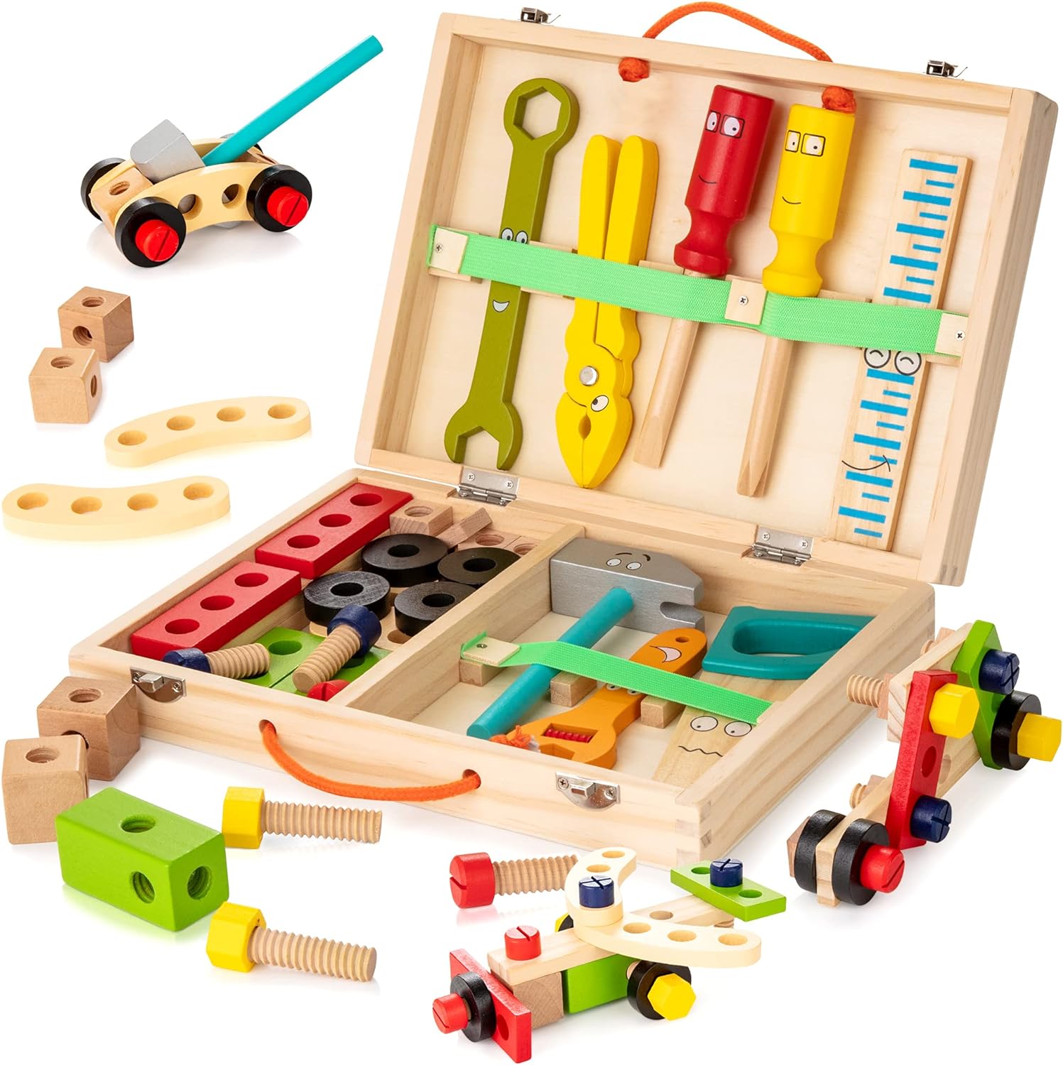 KIDWILL Kids Tool Set with Tool Box & DIY Stickers, Pretend Play STEM Constructi...
