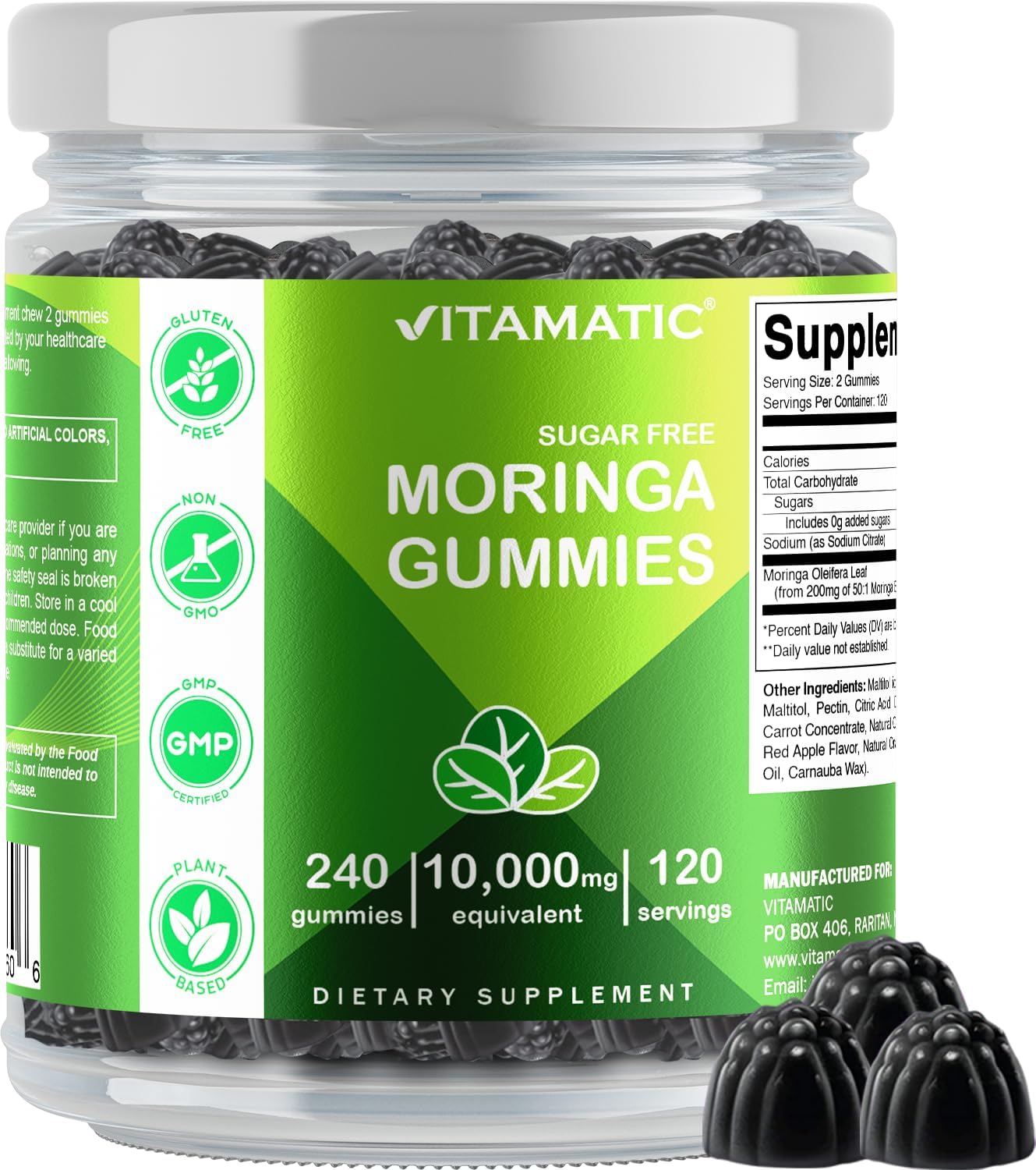 Vitamatic Sugar Free Moringa Gummies - 10000 mg Equivalent per Serving - Complet...