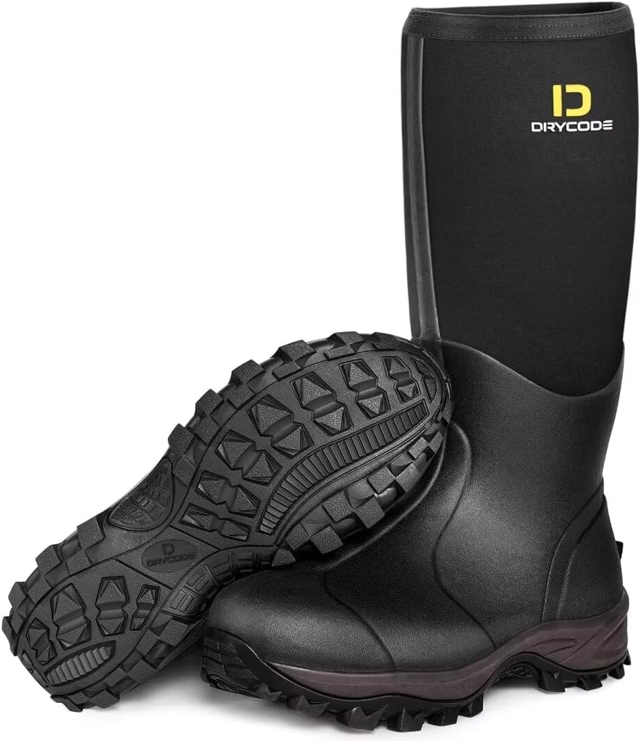 DRYCODE Rubber Boots for Men & Women with Steel Shank, Size 5 & 10-12 Warm 6mm N...