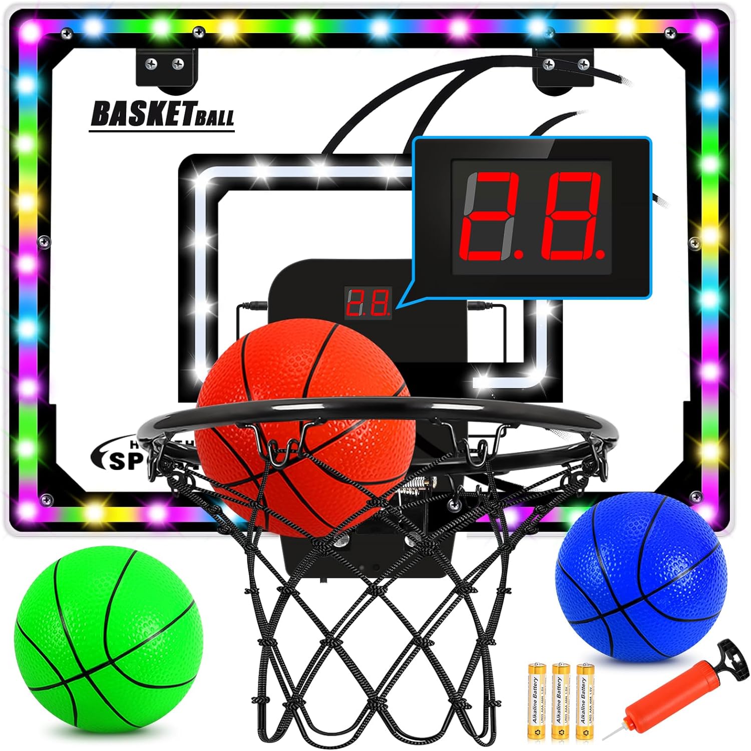 AOKESI Mini Indoor Basketball Hoop for Kids Scoring Basketball Hoop with 3 Balls...