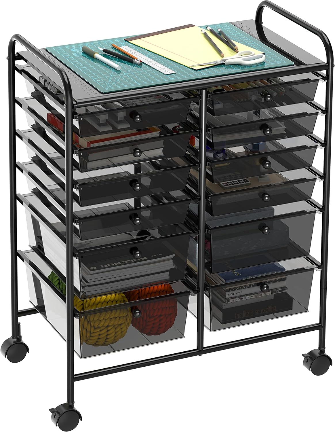 Simple Houseware 12-Drawers Rolling Storage Cart, Black 12 Drawers Black