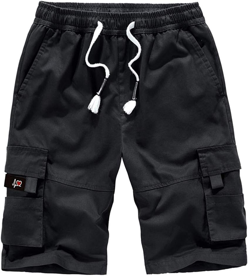 ELETOP Men's Cargo Shorts Casual Cotton Elastic Waist Work Shorts Drawstring Big...