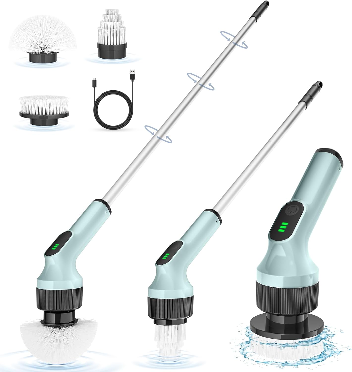 Electric Spin Scrubber, Shower Cleaner Brush, Shower Scrubber with Long Handle 5...