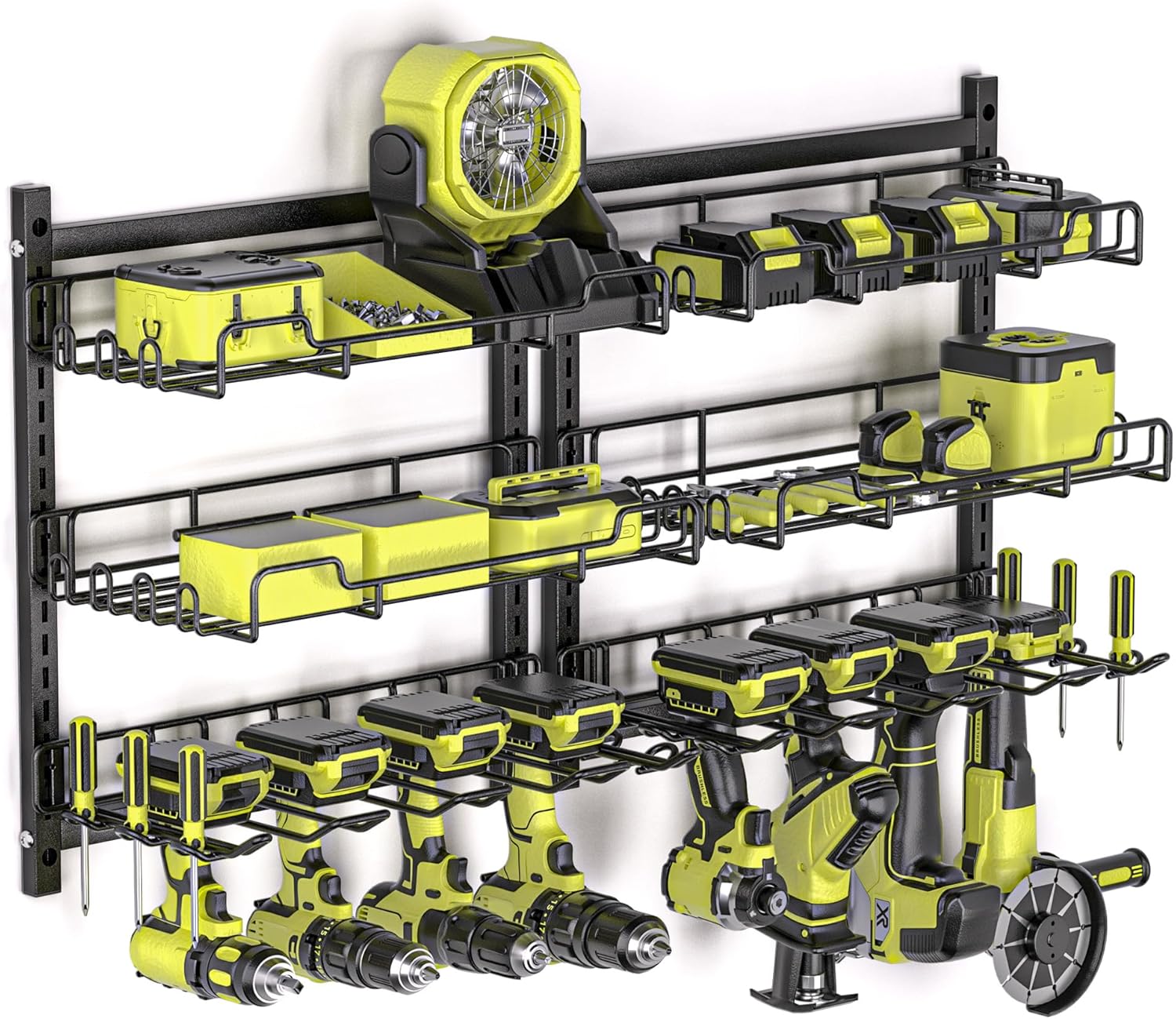 Power Tool Organizer, 8 Slot Drill Holder, 2 Pack 3 Layers Tool Storage Rack wit...