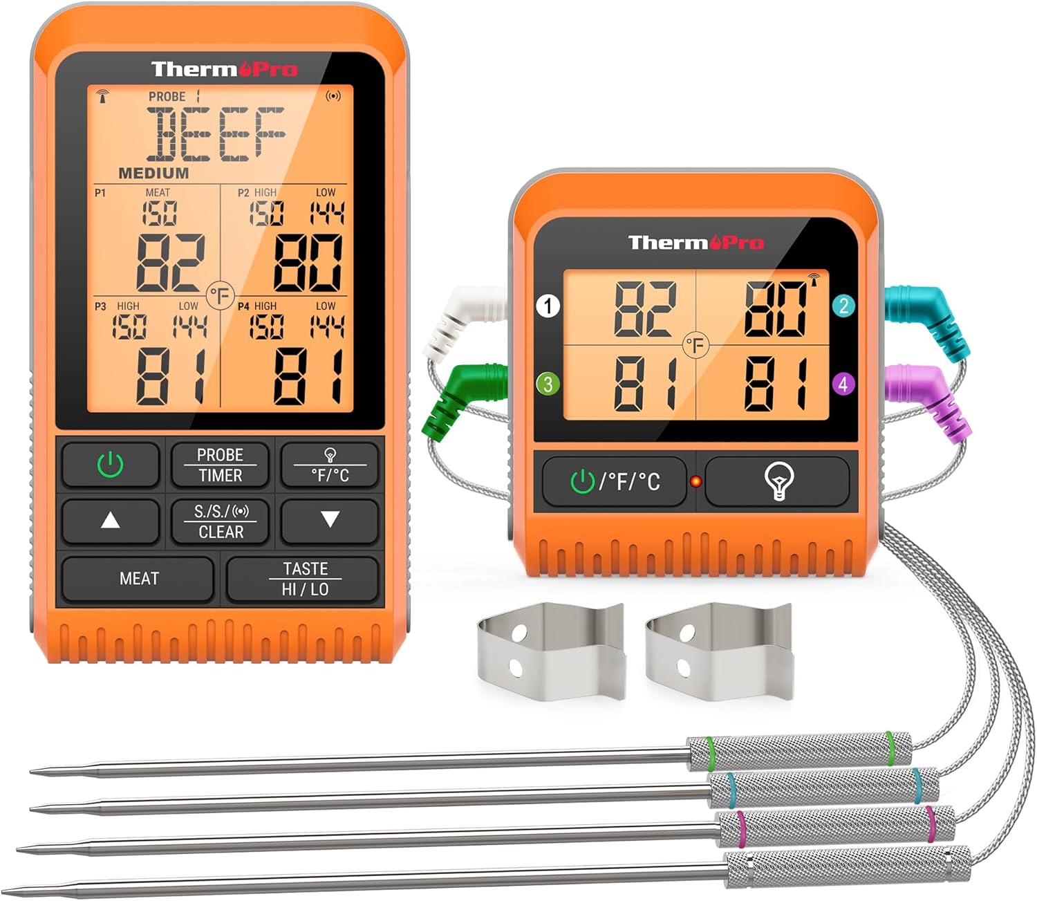 ThermoPro TP829 1000ft Wireless Meat Thermometer Digital for Grilling and Smokin...