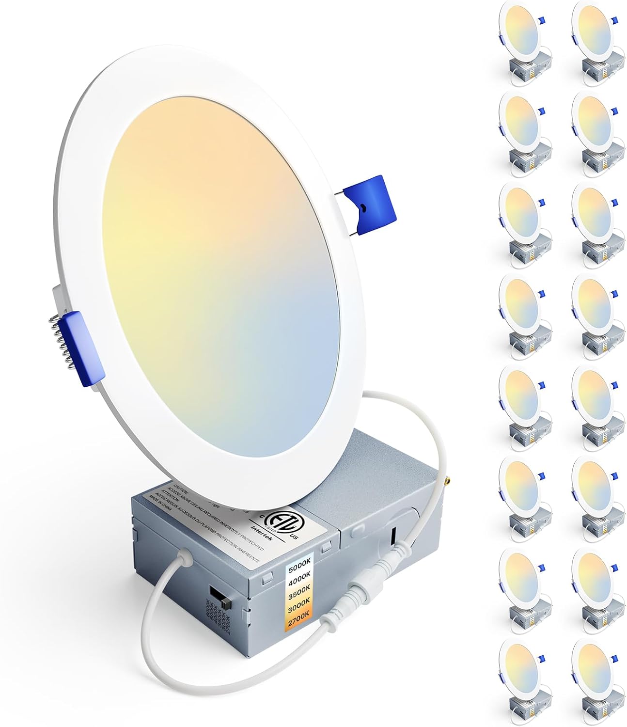 Ensenior 16 Pack 6 Inch LED Recessed Ceiling Light, Dimmable, 2700K-5000K 5CCT,...