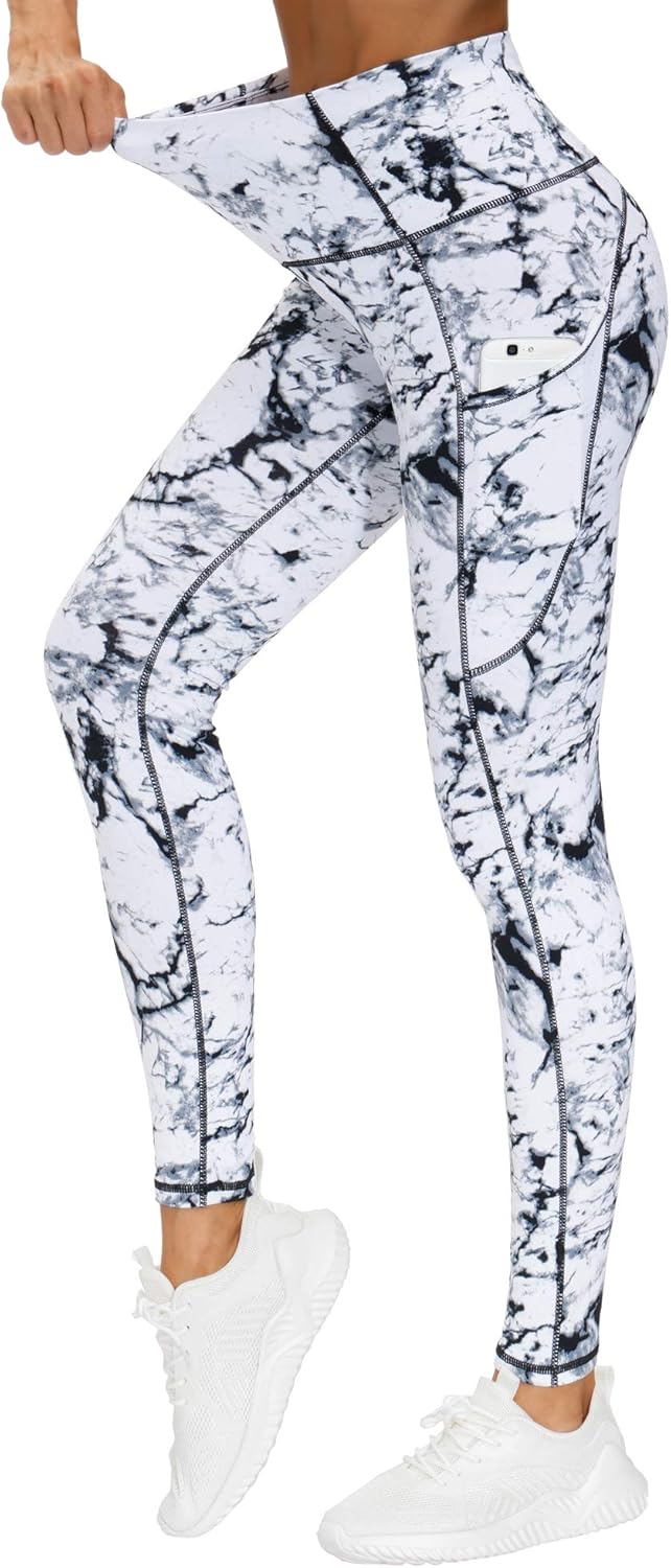 THE GYM PEOPLE Thick High Waist Yoga Pants with Pockets, Tummy Control Workout R...