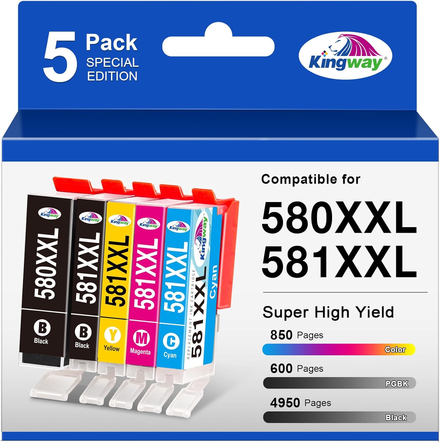 KINGWAY 580XXL 581XXL Ink Cartridges for Canon 580 & 581 Ink Cartridges for Cano...