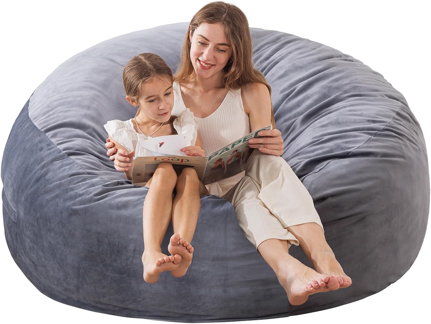 Large Bean Bag Chair for Adults/Kids with Filling, 3 ft Memory Foam Bean Bag Cha...