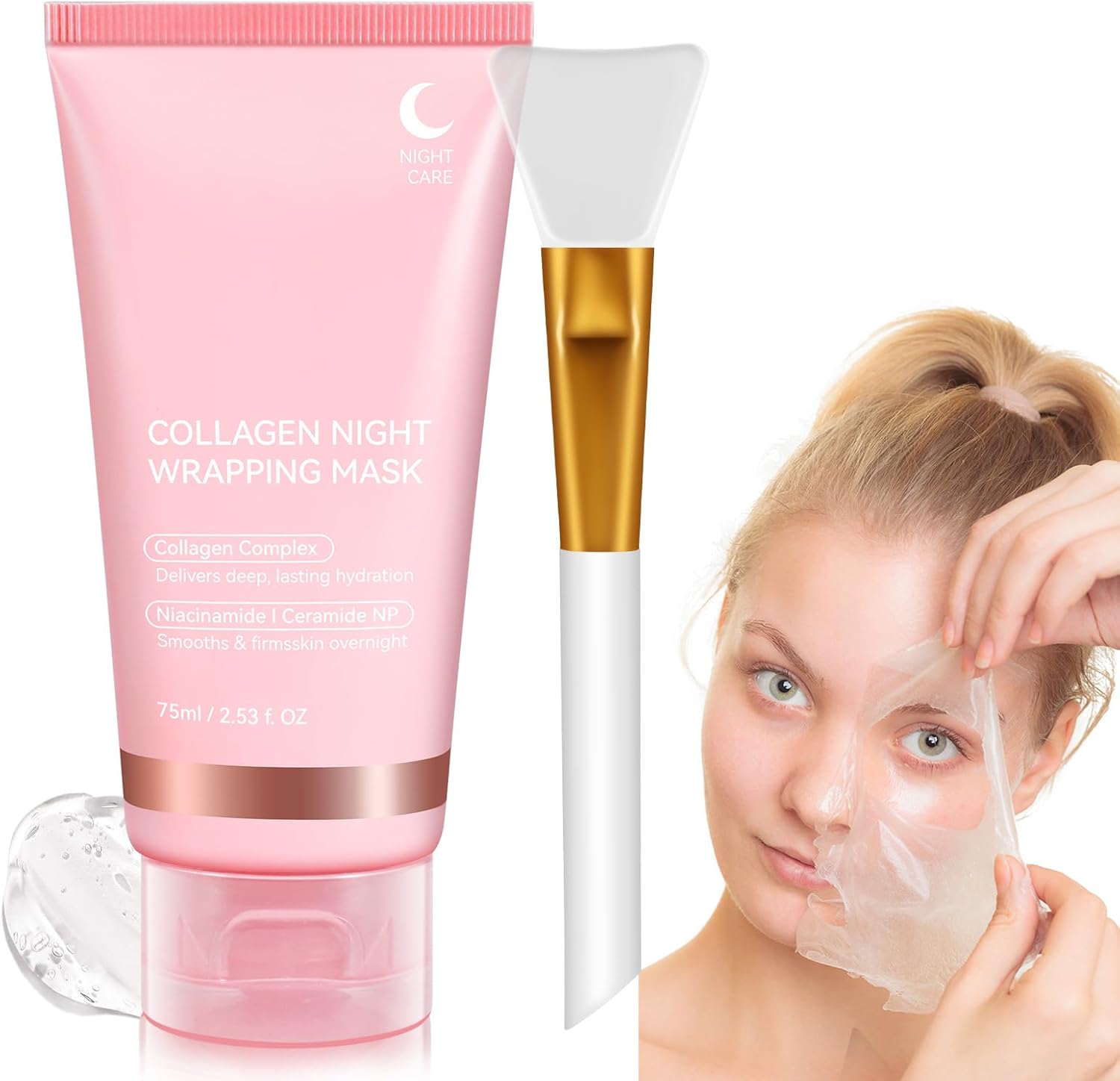 Collagen Night Wrapping Mask, Collagen Face Mask Overnight, 75ml Collagen Overni...