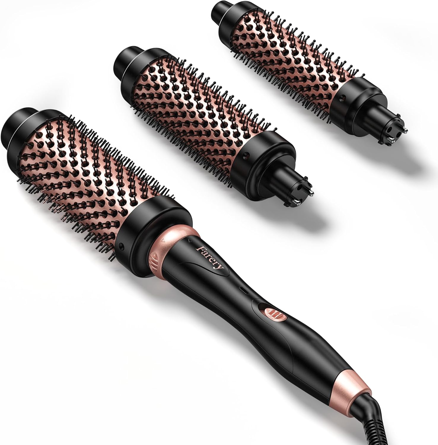 FARERY Thermal Brush Set, 3 in 1 Ceramic Curling Wand, Thermal Round Brush for V...