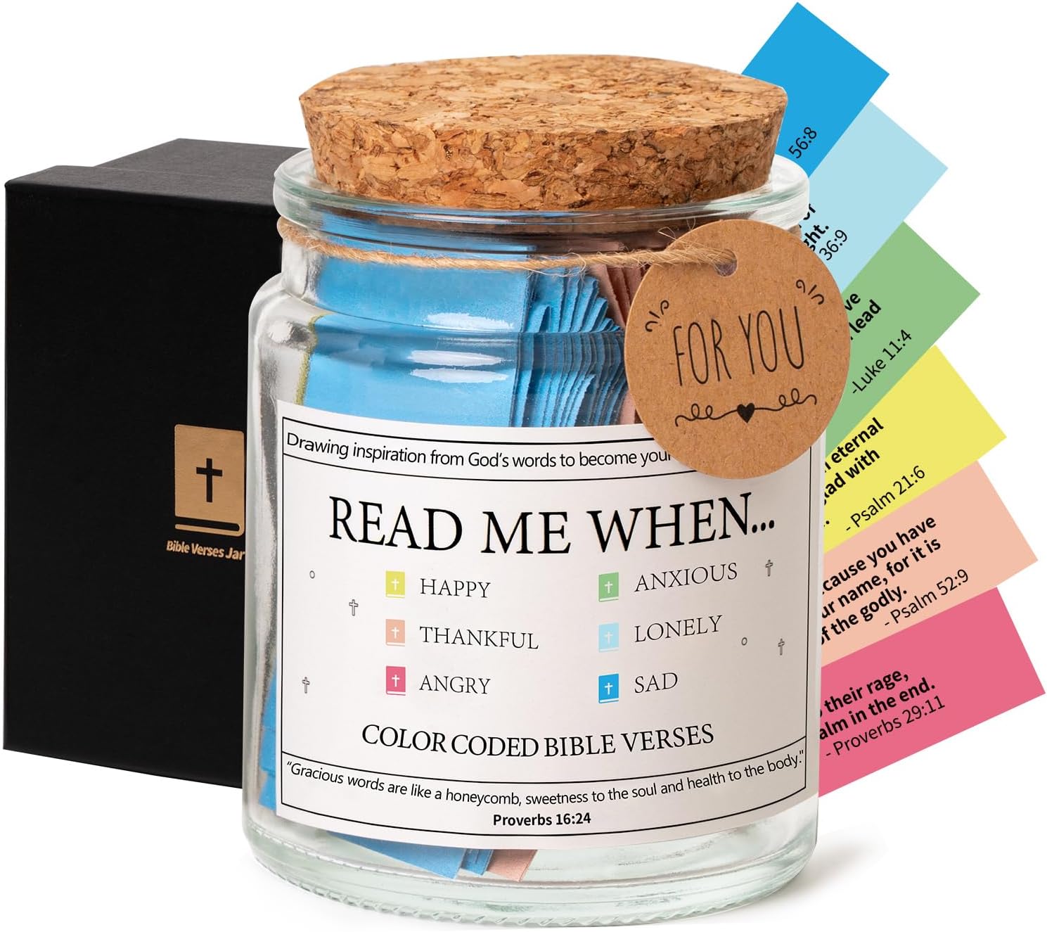 Qunrwe Bible Verse Jar,Read Me When Bible Verses Jar for Emotions and Feelings,S...