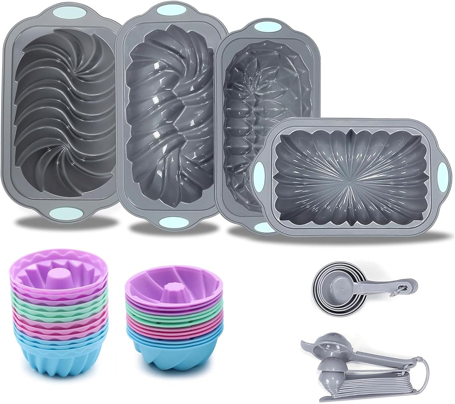 45 Pieces Silicone Loaf Pan for Baking Bread, 4 Cups Silicone Baking Pans Set, B...