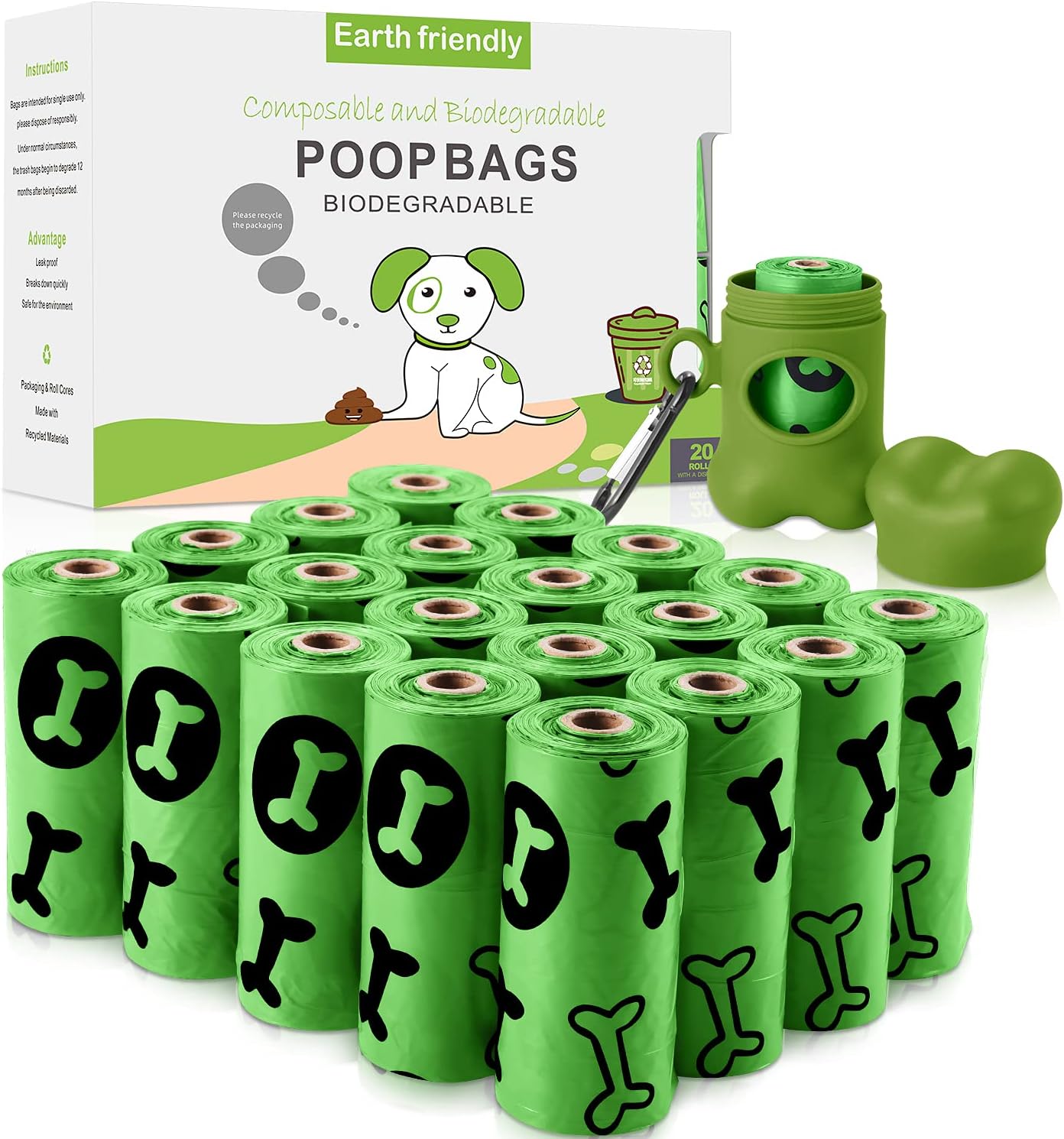 Nestling® Poo Bags with Dispenser for Dog Waste, 300 Dog Poop Bags, Super Strong...