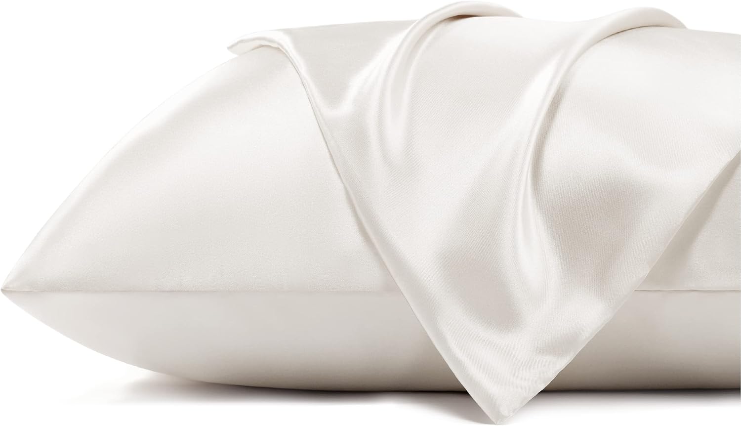 Bedsure Satin Pillowcase for Hair - Ivory Satin Pillow Cases Standard Size with...