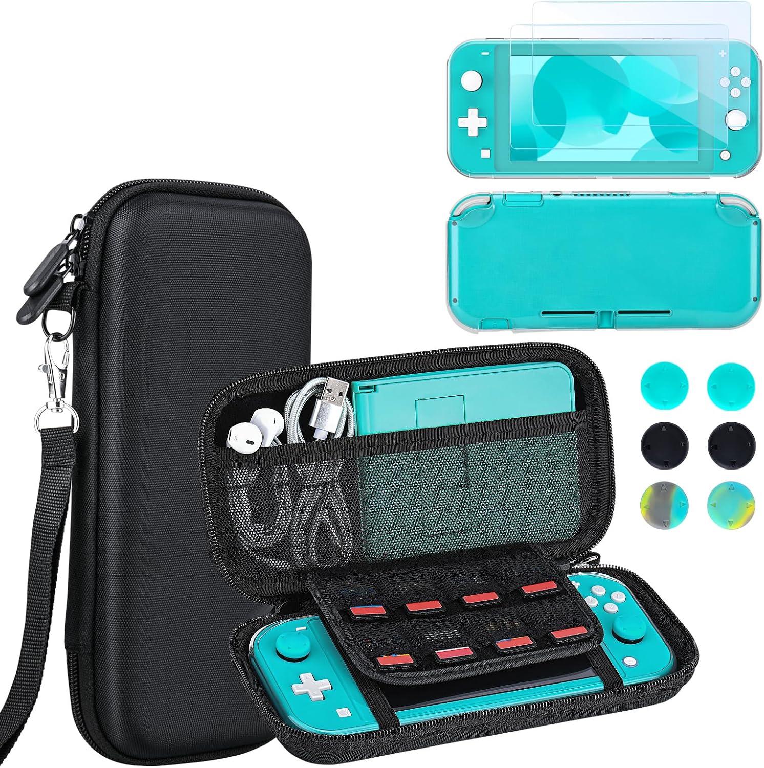 innoAura Accessory Kit for NS Switch Lite, include Portable Carry Case with 8 Ga...