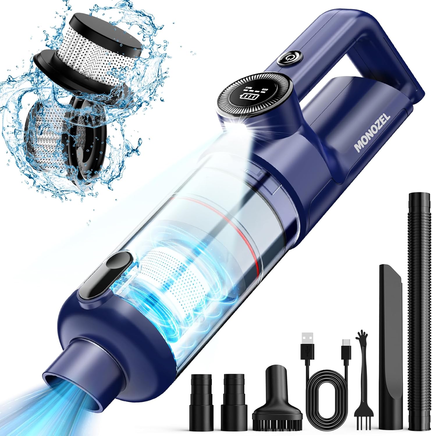 Handheld Vacuum Cordless - Car Vacuum Cleaner with Brushless Motor, 15000Pa Stro...