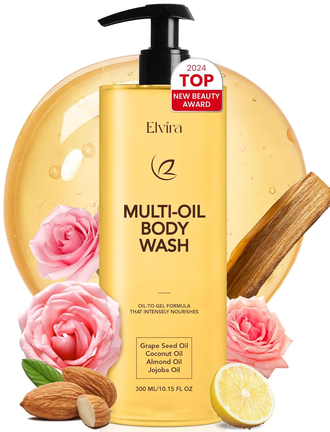 Elvira Multi-Oil Cleansing & Hydrating Shower Oil, Body Wash for Women, Oil-to-M...